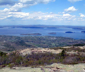 View of Bar Harbor Maine from Cadillac Mountain